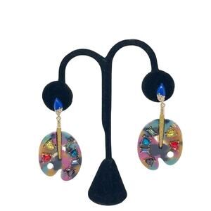 Betsey Johnson Paint Palette Earrings – Rare Color Me Happy Art Style